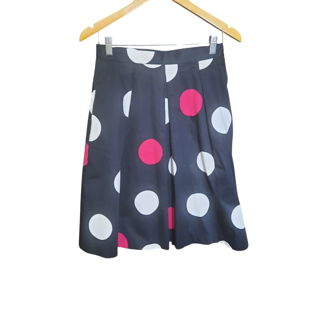 Talbots Womens Polka-dot Pattern  Retro Flare Back Zip Lined Skirt Size 4P